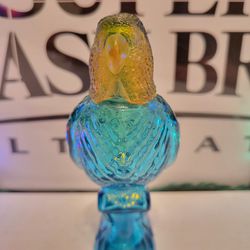Avon 1970's MCM Island Parakeet Ice Blue Colored Moonwind Cologne Perfume Glass Bottle