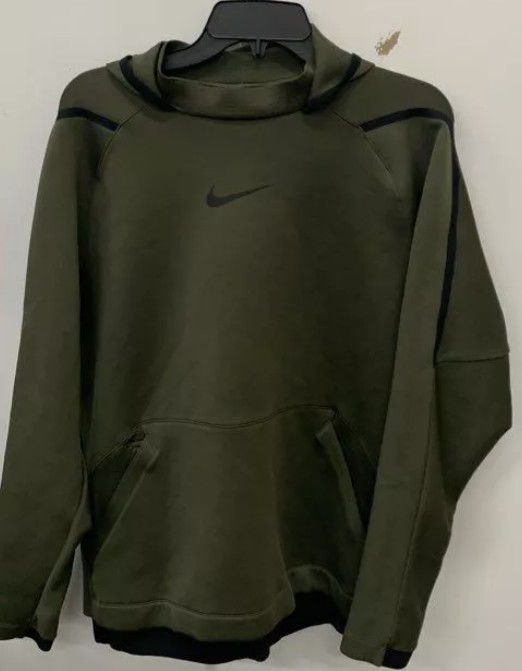 Nike Pro Dri Fit Men's Olive Green  Hoodie Sweater Size Large 