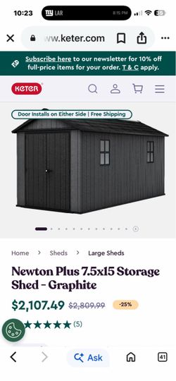 Keter  storage shed 7’ x 15’