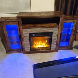 Costway Fireplace TV Stand w/16 Color Led Lights for 65" TV