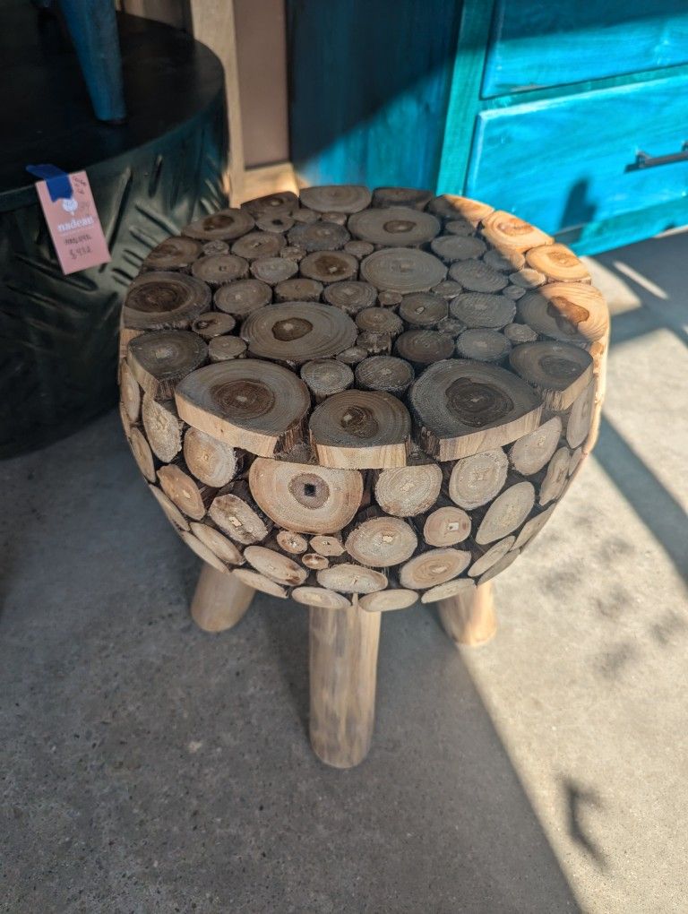 Teak Wood Branch Stool/End Table