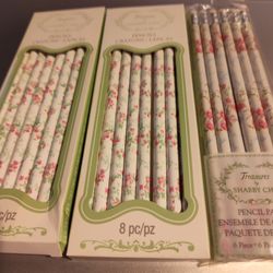 Beautiful Shabby Chic Pencils. New in Packaging 3 Pks