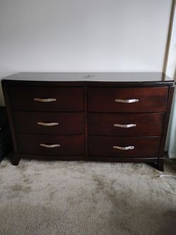 6-Drawer Wooden Dresser (Dark Espresso Finish)