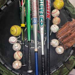 baseball set 5 bats + 1 right glove size 11.5 + 9 balls in good condition as shown in the photo. Let's avoid making low offers, thank you very much. 1