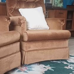 Lovely Rocking Swivel Lounge Plush 70s Velvet Style Chairs,  Delivery 