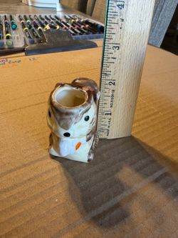 Handpainted Enesco Ceramic Squirrel toothpick holder 1970s