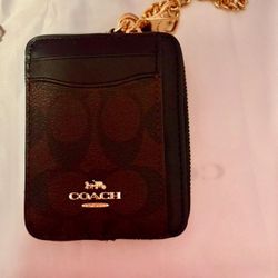 Coach Zip Card Case In Signature Canvas