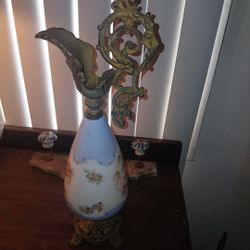 Porcelain and Brass Ewer