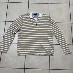 Tan And White Striped Banana Republic Shirt Men’s Size Large