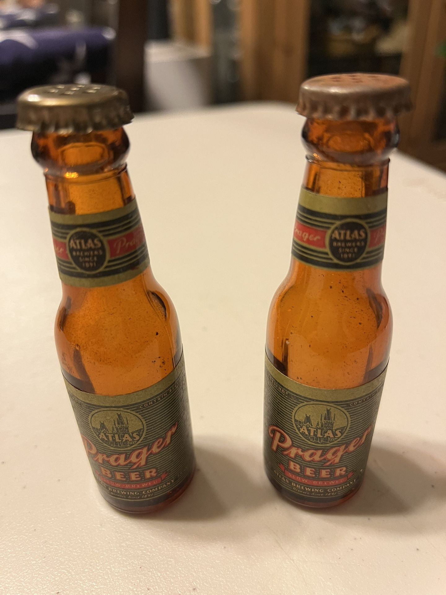 Prater Beer Bottle Salt And Pepper Shakers