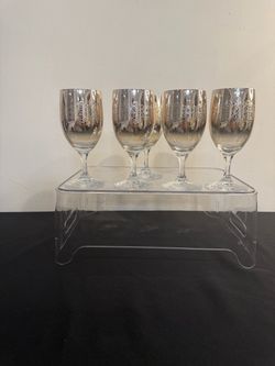 Vintage Silver Overlay Stemmed Glasses – Set of 5