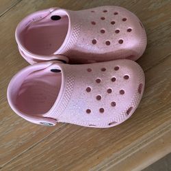 Pink Glitter Crocs Size 8c