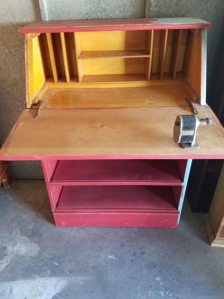 Antique desk with built in sharpener