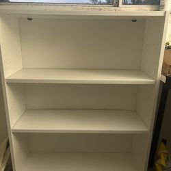 White 3-Shelf Bookcase – Adjustable Shelves $25