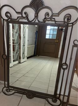 Large Ornate Wrought Iron Wall Mirror