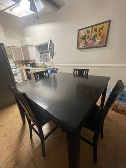Black Wood Dining Table with 4 Chairs