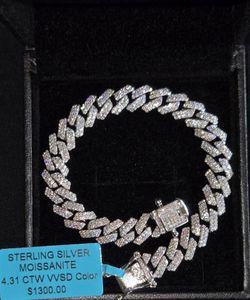 Silver Moissanite Monaco Bracelet 9MM 7.5"