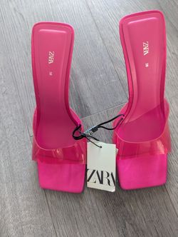 Brand New Zara Pink Open Toes High Heels Size 7 1/2