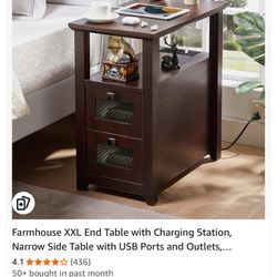 Brand New End Table – Rustic Cherry with USB Ports 