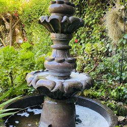 Water Fountain + Pump . About 5.5 ‘ Tall . Concrete , 4 Tier . 