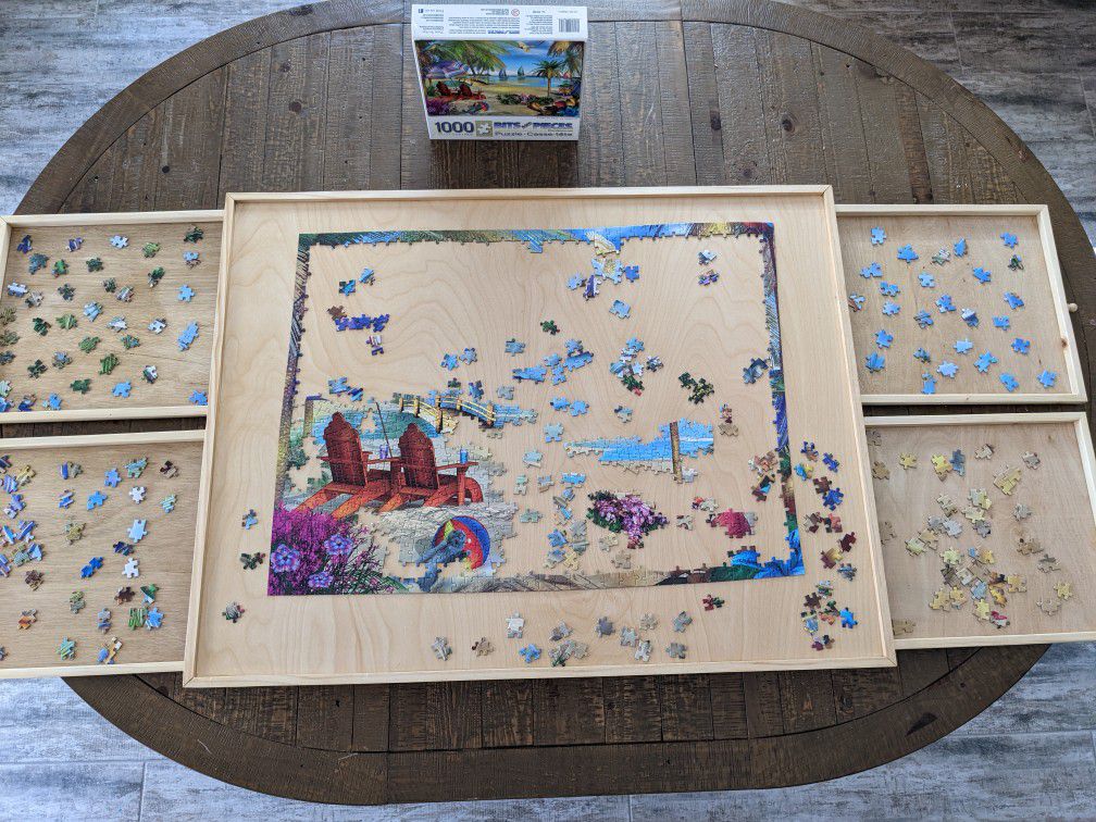 Hand made wooden jigsaw puzzle board