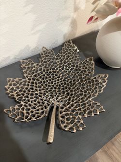 Gold Metal Leaf Decorative Bowl / Tray – Fall Décor