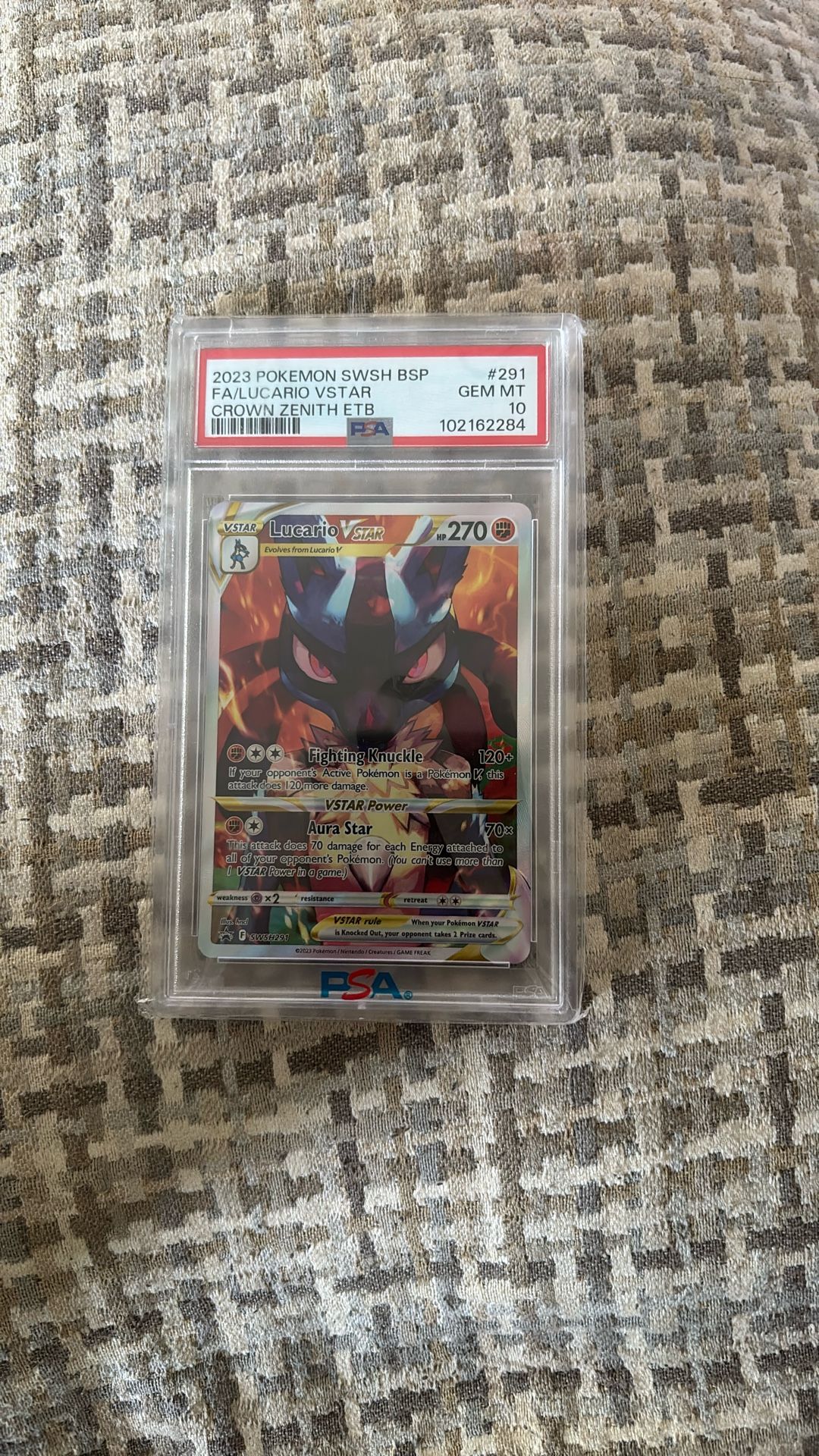 Lucario Vstar Crown Zenith 291 psa 10