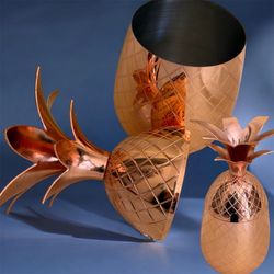 Copper-Plated Stainless Steel Pineapple Tumbler