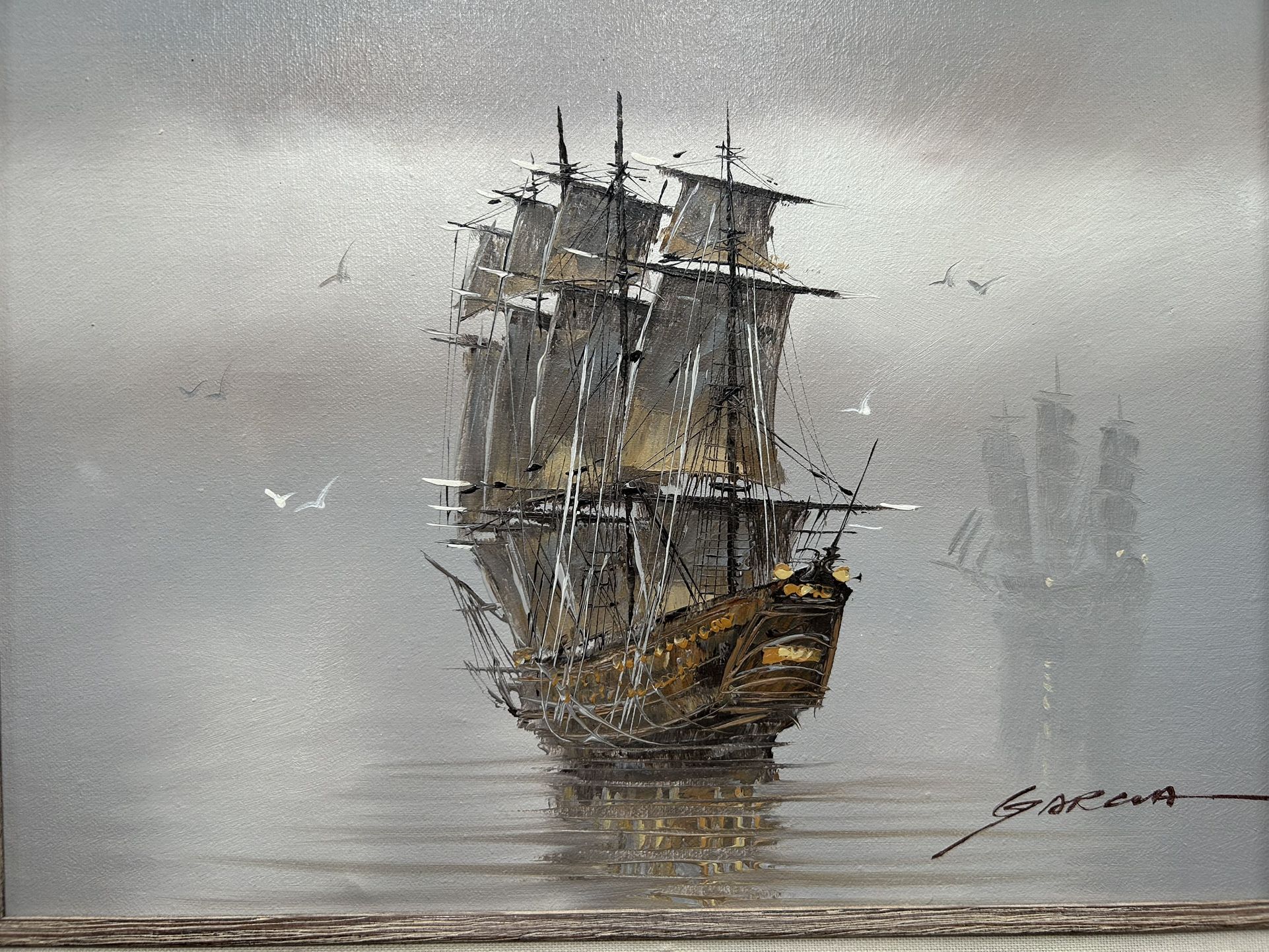 Oil Painting of a Tall Ship