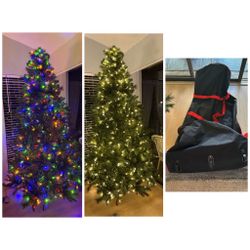7.5’ Long Pine Needle PreLit Christmas Tree LED Color Changing w/Remote ONLY USED ONE SEASON! 
