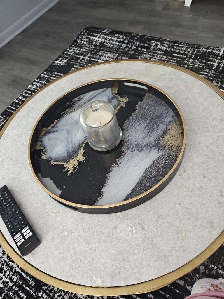 Gorgeous Black And Metallic Gold Decorative Tray Perfect For Your Coffee Table Brand New Bought For 40 Dollars From Home Goods Good Quality