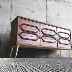 Absolutely Stunning MCM Solid Wood Dresser With Modern Twist, Brass Legs. Reimagined With Love 🖤