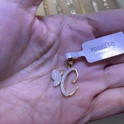 10K BUTTERFLY INITIAL DIAMOND PENDANT