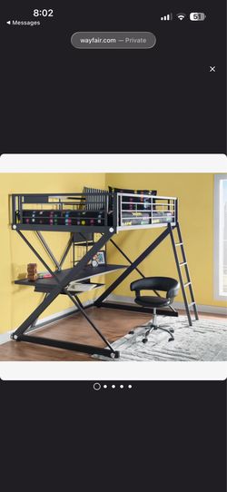 Kids Full Loft Bed Frame Desk