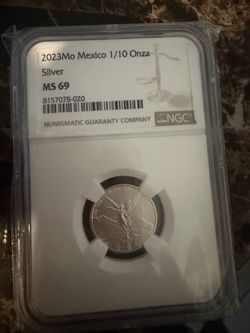 2023 mo mexico 1/10 onza silver ms69