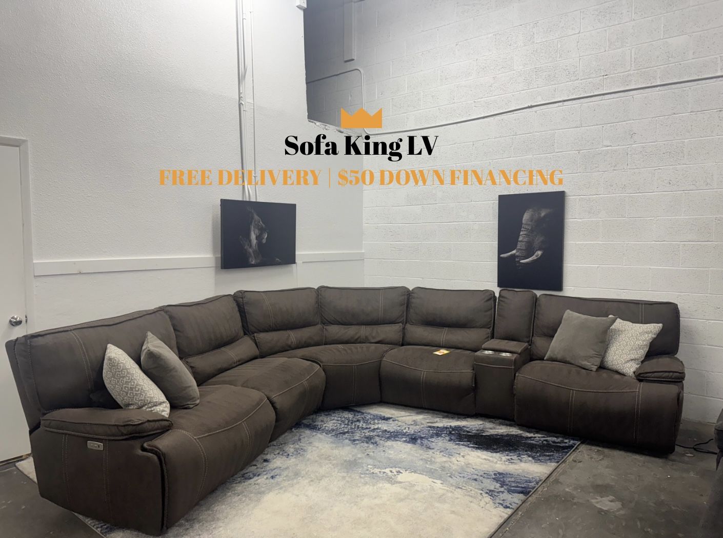 Free Delivery* Like New Dark Brown Microfiber Sectional Sofa with Recliners!