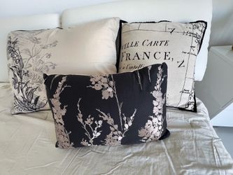 Comforter With Pillow Sham And 2 Decorative Pillows - Twin Size Light Grey/Black