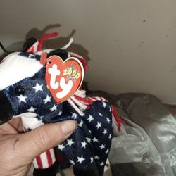 MINT Ty Beanie Baby - LEFTY the Donkey (2000 Holographic Tag) - Patriotic Collectible