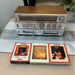 Vintage Yorx R5300 8 Track and Cassette Player with FM/AM Radio w / Elvis Presley tapes
