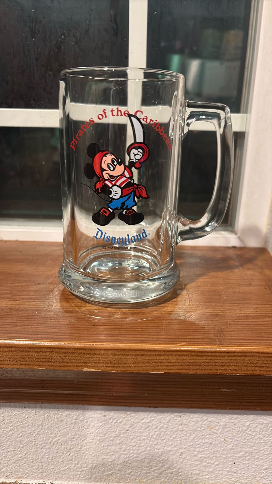 Vintage Walt Disney World Micky Mouse Pirates of the Caribbean Ride Glass Mug