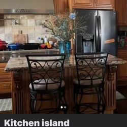 Solid Maple Kitchen Island  With Granite Slab 