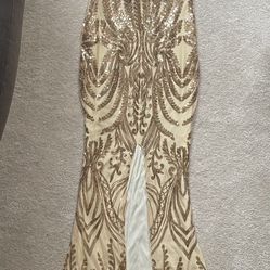 Gold sequin cocktail dress