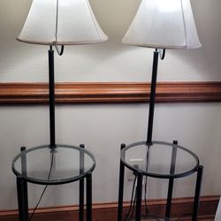 Glass Table With Lamps Set Of 2