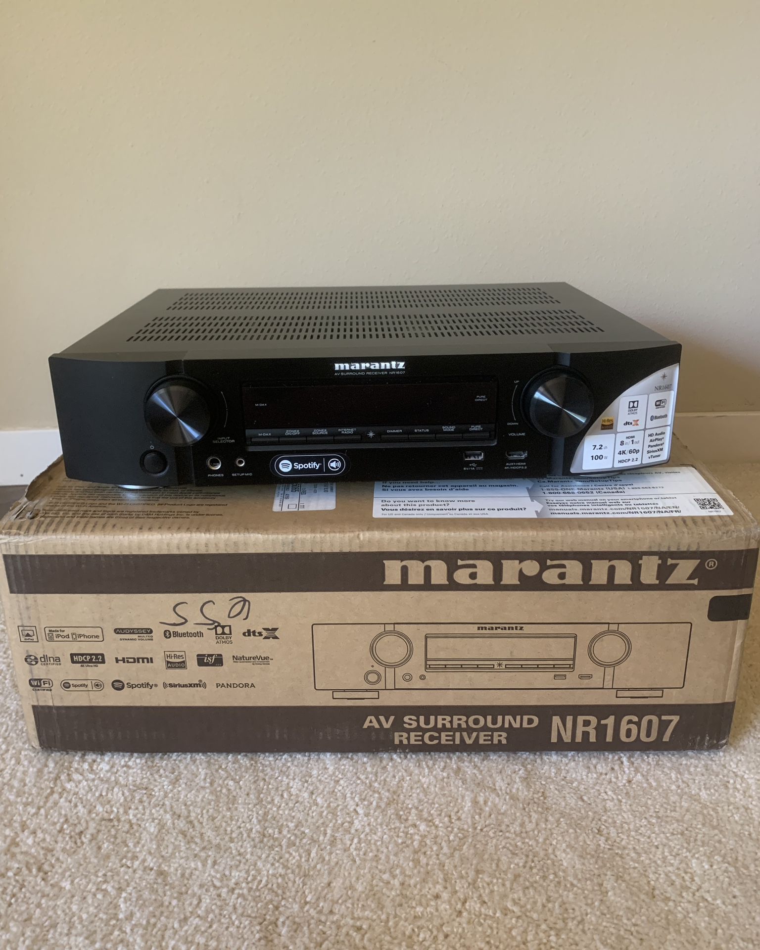 Marantz NR1607 Ultra HD 7.2 Ch, Network A/V Surround Receiver Bluetooth WiFi 