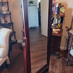 Mahogony Color Wooden Standing Cheval Mirror Square