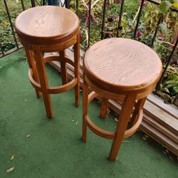 Solid Oak Bar Stools