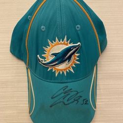 Signed Miami Dolphins NFL Hat Cal Dixon 63 Channing Crowder 52 Pro Football