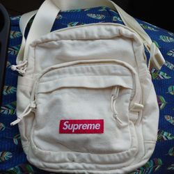Supreme White Denim Shoulder Bag 