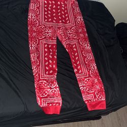 Silk Red Bandana Sweats Size M