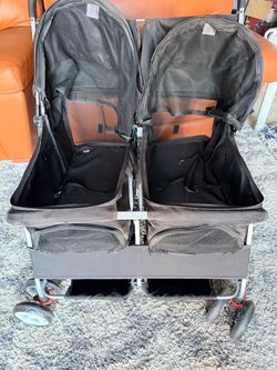 Double Seat Pet Dog Pram Stroller for Medium Small Dogs, Premium Two-Seater Pet Strollers